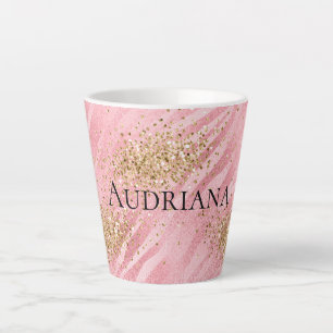 Tasse Latte Pink Zebra Gold Glitzy Parties scintillant
