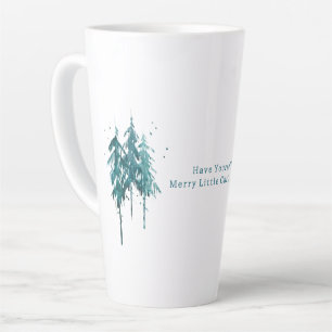 Tasse Latte Pins bleu-vert simple Noël