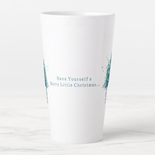 Tasse Latte Pins bleu-vert simple Noël (Devant)