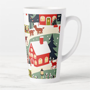 Tasse Latte Pique-nique de Noël village de Noël