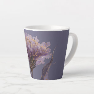 Tasse Latte Pivoine Violette Inspirée Florale Accents Dorés