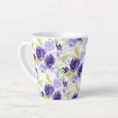 Tasse Latte PixDezines Fleurs d'aquarelle violette (Angle gauche)