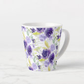 Tasse Latte PixDezines Fleurs d'aquarelle violette (Angle droit)