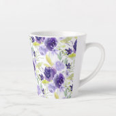 Tasse Latte PixDezines Fleurs d'aquarelle violette (Droite)