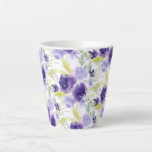 Tasse Latte PixDezines Fleurs d'aquarelle violette (Devant)