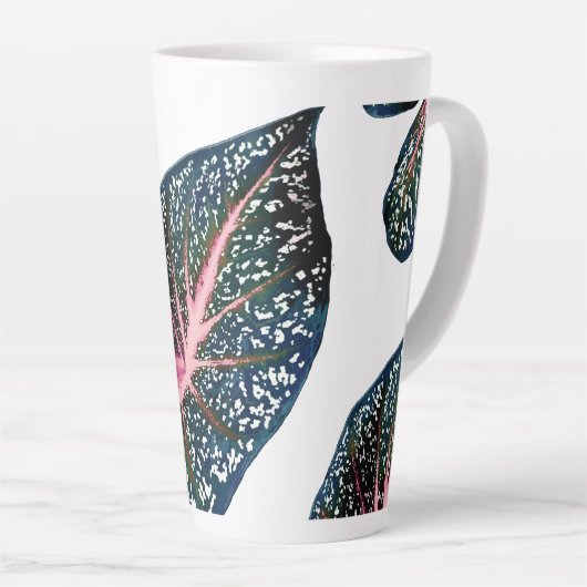 Tasse Latte PixDezines Forêt foncée Caladium vert (Angle droit)