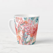 Tasse Latte PixDezines Hawaiian Jungle Turquoise rouille Folia (Angle gauche)