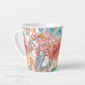 Tasse Latte PixDezines Jungle Hawaïen sarcelle feuillage rouil (Angle gauche)
