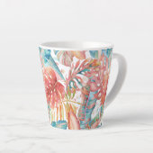 Tasse Latte PixDezines Jungle Hawaïen sarcelle feuillage rouil (Angle droit)