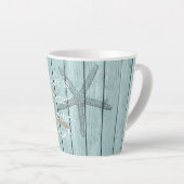 Tasse Latte Plage Blue Faux Wood Starfish (Angle droit)