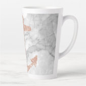 Tasse Latte plage chic ceinturé rose or ancre marbre blanc (Droite)