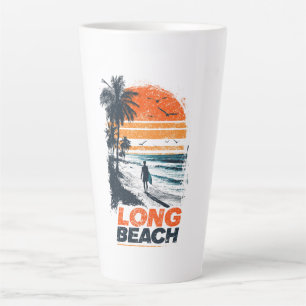 Tasse Latte Plage de Long Beach Californie Coucher de soleil R