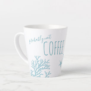 Tasse Latte Plage thème bleu octopus aquarelle Art