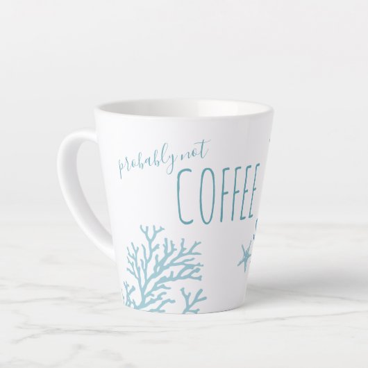 Tasse Latte Plage thème bleu octopus aquarelle Art (Angle gauche)