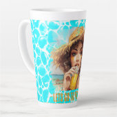 Tasse Latte Plage tropicale, allons à la plage, (Angle gauche)