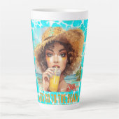Tasse Latte Plage tropicale, allons à la plage, (Devant)