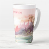 Tasse Latte Plage Tropicale Rose (Angle droit)