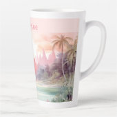Tasse Latte Plage Tropicale Rose (Droite)