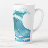 Tasse Latte Plage Vave paisible Bleu et Parties scintillant mi (Droite)