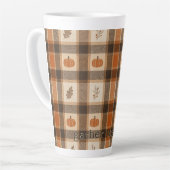 Tasse Latte Plaid de citrouille d'automne (Angle gauche)
