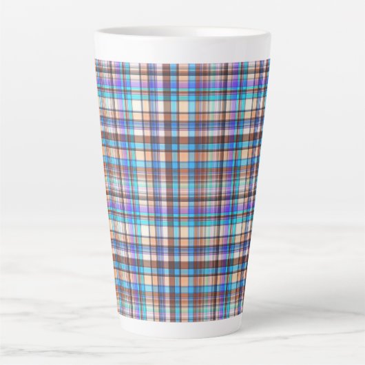 Tasse Latte Plaid Fabric Checkered Print Pattern-57688 (Devant)