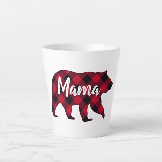 Tasse Latte Plaid Russe de Mama Bear Red Buffalo (Devant)
