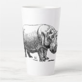 Tasse Latte Plan ligne Hippopotamus noir et blanc (Devant)