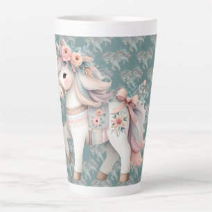 Tasse Latte Planificateur d'illustration de cheval de fantaisi