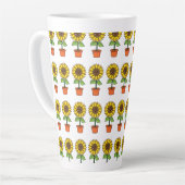 Tasse Latte Plante de tournesol Kawaii dans un pot (Angle gauche)