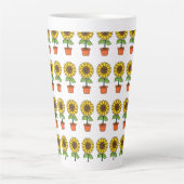 Tasse Latte Plante de tournesol Kawaii dans un pot (Devant)