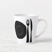 Tasse Latte Plaque et ustensiles noirs et blancs (Droite)