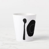 Tasse Latte Plaque et ustensiles noirs et blancs (Devant)