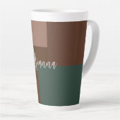 Tasse Latte Plaque moderne manuscrite propre nom Brown vert (Angle droit)