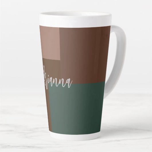 Tasse Latte Plaque moderne manuscrite propre nom Brown vert (Angle droit)