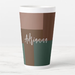 Tasse Latte Plaque moderne manuscrite propre nom Brown vert