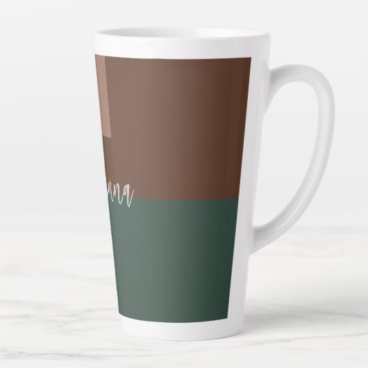Tasse Latte Plaque moderne manuscrite propre nom Brown vert (Droite)