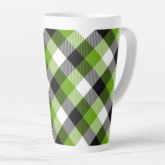 Tasse Latte Plaques Tartan simples Vert néon (Angle droit)