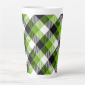 Tasse Latte Plaques Tartan simples Vert néon (Devant)