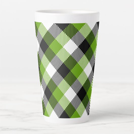 Tasse Latte Plaques Tartan simples Vert néon (Devant)