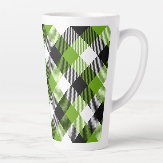 Tasse Latte Plaques Tartan simples Vert néon (Droite)