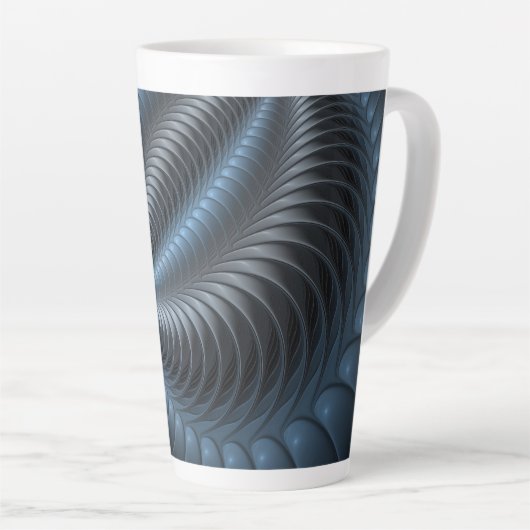 Tasse Latte Plastique bleu gris 3D Fractal Art moderne Abstrai (Angle droit)