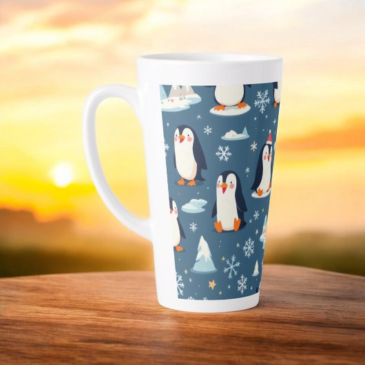 Tasse Latte Playful Penguin Pattern