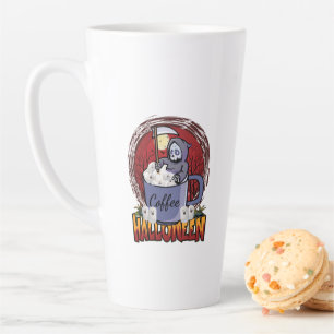 Tasse Latte Plier Café Et Être Effrayant