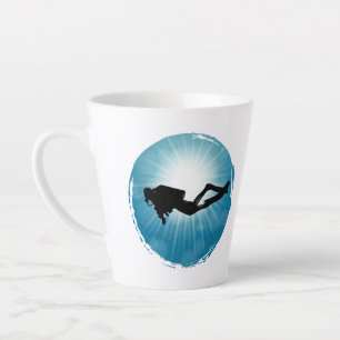 Tasse Latte Plongeur sous-marin Rayons lumineux