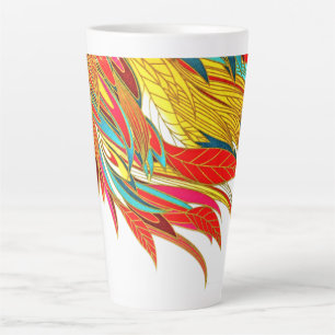 Tasse Latte Plumes d'automne élégant coloré art abstrait