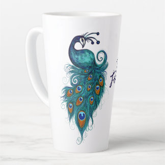 Tasse Latte Plumes de paon Peacocks Turquoises