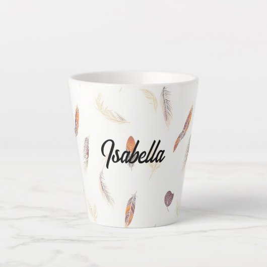 Tasse Latte Plumes Tendance Collection Luxe Boho (Devant)