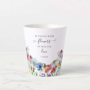 Tasse Latte Poème de fleurs de Nana Fleur sauvage de campagne