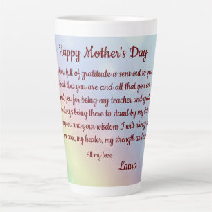 Tasse Latte Poème personnalisé Bonne Fête des Mères