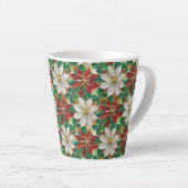 Tasse Latte Poinsététie blanche rouge vert or (Angle droit)